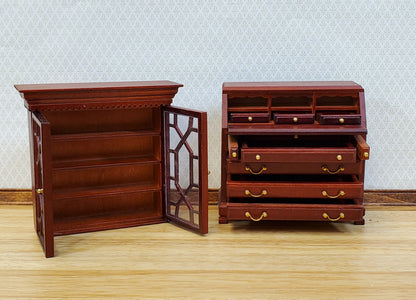 Dollhouse Secretary Writing Desk w/ Upper Cabinet 2 Pieces 1:12 Scale Furniture