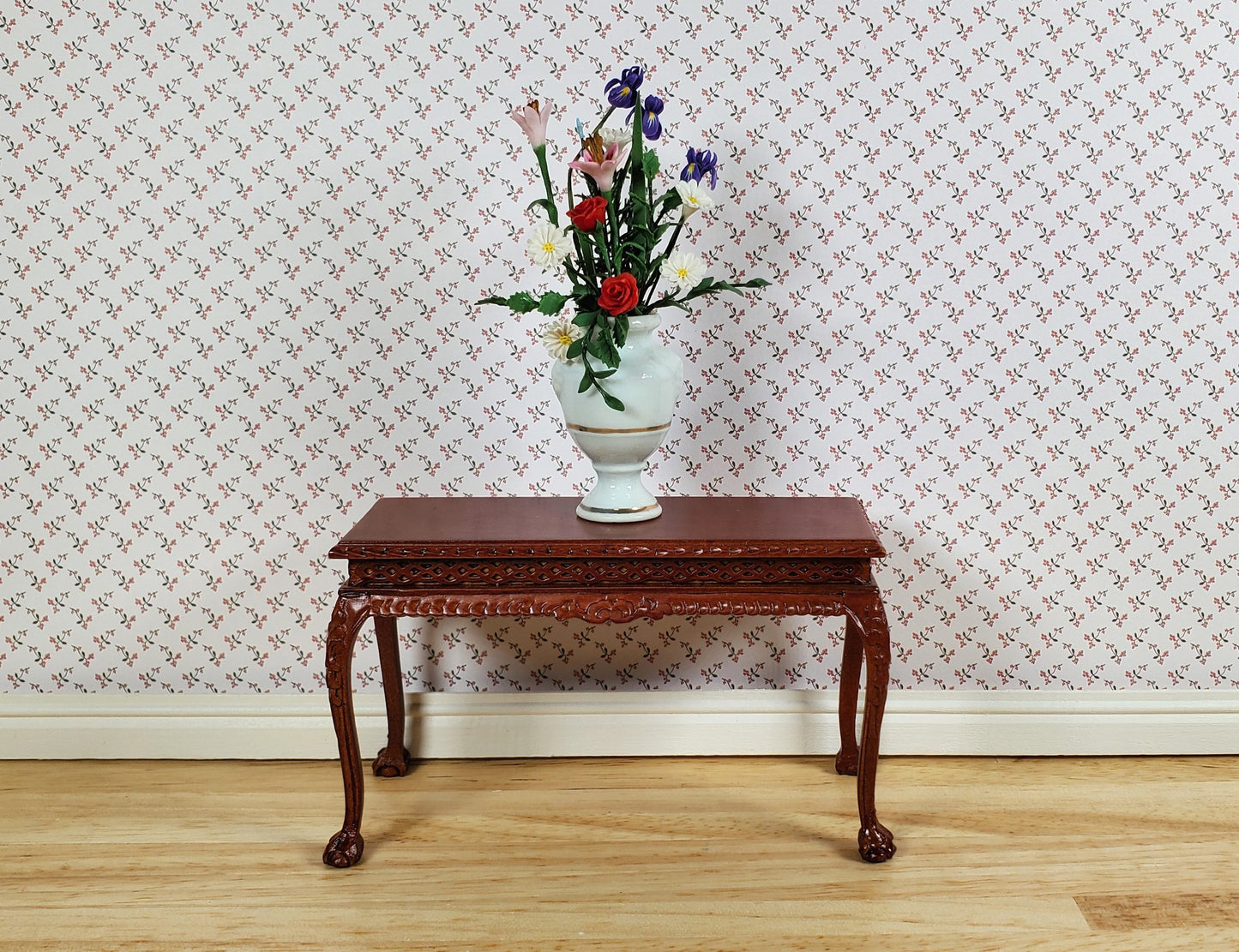 Dollhouse Wallpaper Paul's Garden Pale Pink by Brodnax 1:12 Scale Miniature