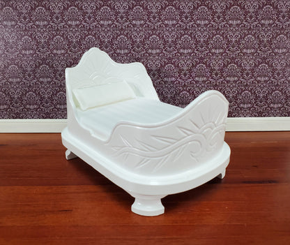 Dollhouse "Belter" Curved Bed White Finish Large 1:12 Scale Miniature Furniture