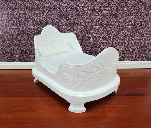 Dollhouse "Belter" Curved Bed White Finish Large 1:12 Scale Miniature Furniture