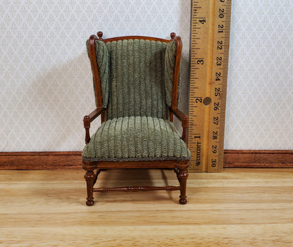 JBM Dollhouse Chair Armchair Forest Green & Walnut 1:12 Scale Furniture
