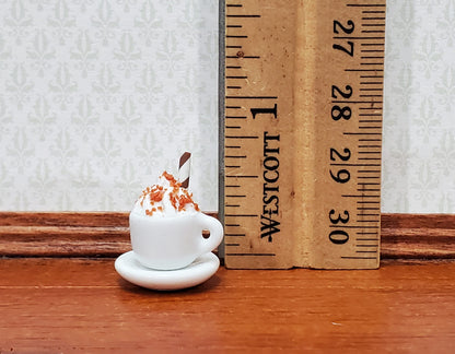 Dollhouse Hot Cocoa or Mocha Latte Coffee Mug Whipped Cream 1:12 Scale Miniature