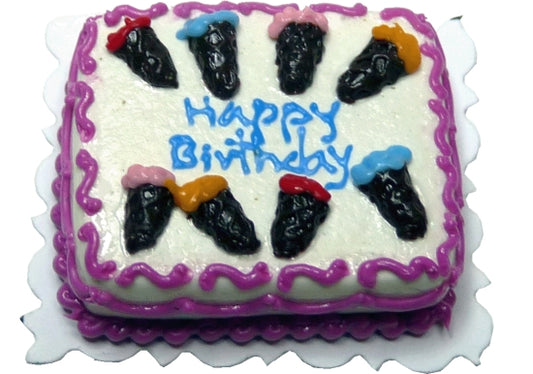 Dollhouse Ice Cream Cone Happy Birthday Cake 1:12 Scale Miniature Food Bakery
