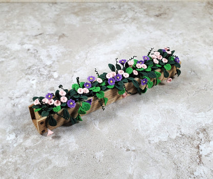 Dollhouse Pink & Purple Trumpets in 5.5" Window Box Planter 1:12 Scale Miniature