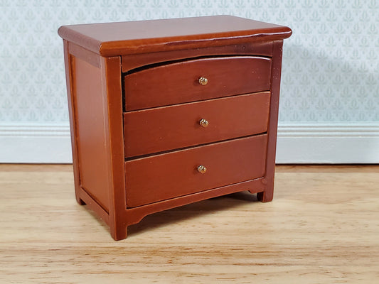 Dollhouse Modern Night Stand Dresser 3 Drawer Walnut Finish 1:12 Scale Miniature Furniture