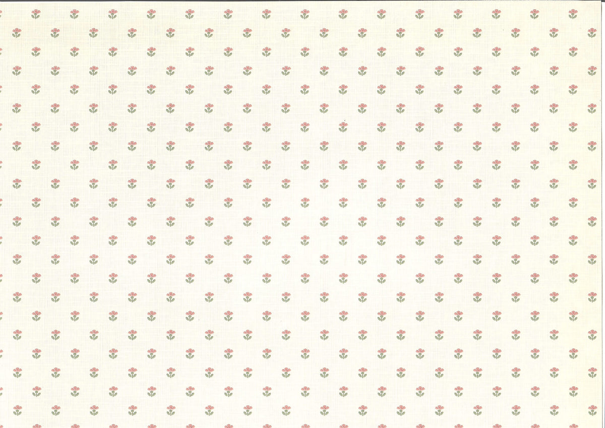 Dollhouse Wallpaper Country Stencil Flowers 3 sheets 1:12 Scale Miniature