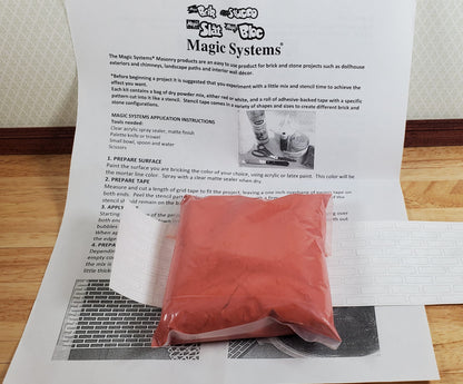 Magic Masonry Red Brick Stencil  & Powder KIT 1 Square Foot Set 1:12 Scale Dollhouse Building Supplies