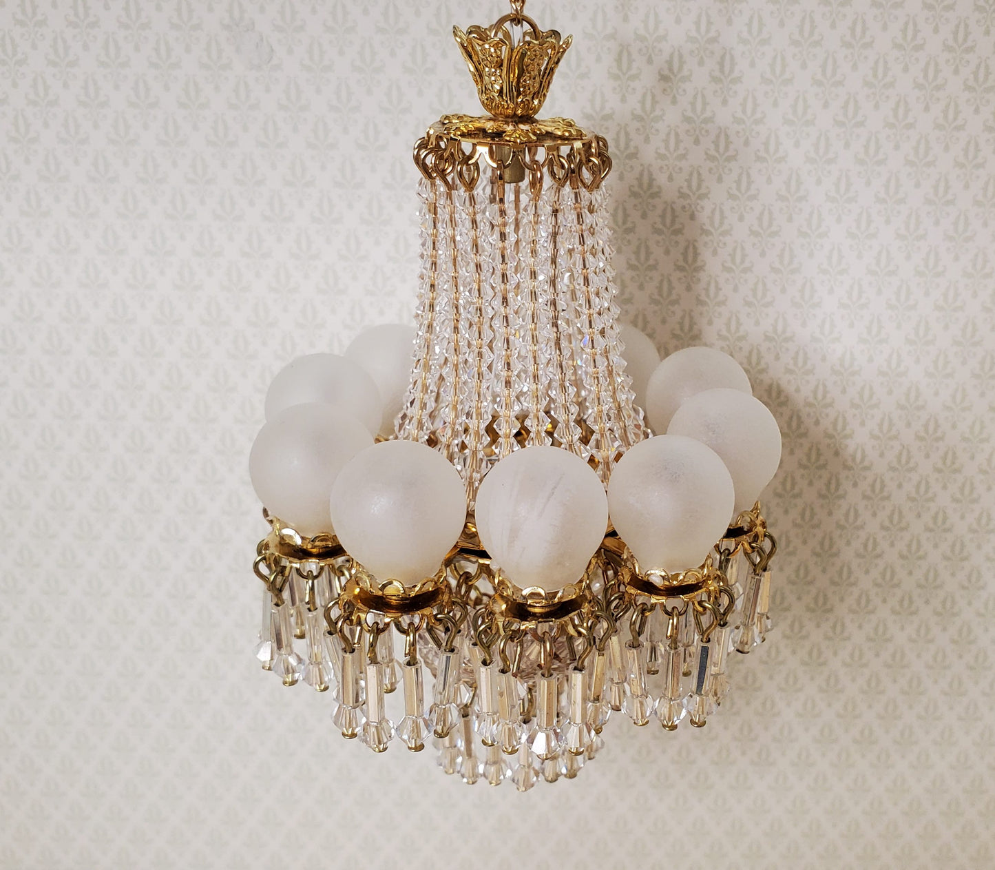 Dollhouse 10 Light Grand Ballroom Crystal Chandelier Handmade 12 Volt 1:12 Scale