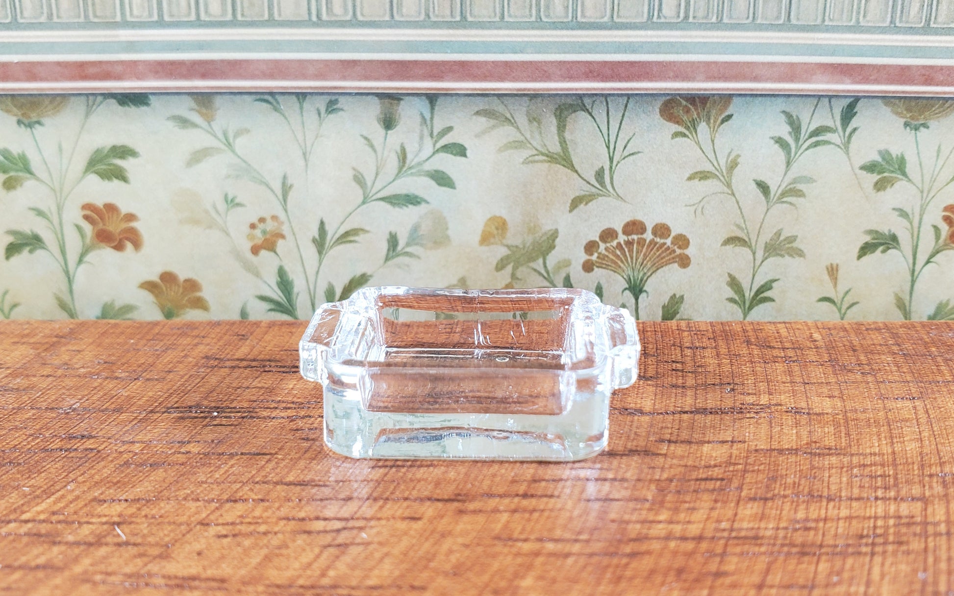 Dollhouse Clear Glass Casserole Dish with Handles 1:12 Scale Miniature Kitchen