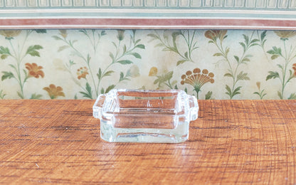 Dollhouse Clear Glass Casserole Dish with Handles 1:12 Scale Miniature Kitchen