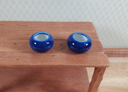 Dollhouse Ceramic Vase or Planter Small Deep Blue Round 1:12 Scale Miniature