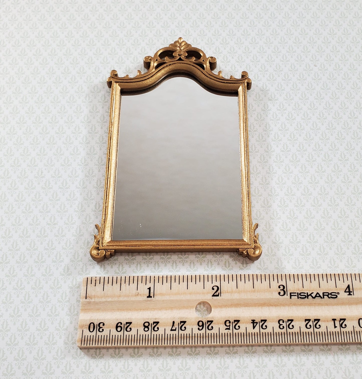 JBM Dollhouse Mirror Gold Finish Louis XV Rococo Style 1:12 Scale Miniature