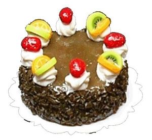 Dollhouse Chocolate Cake with Strawberry & Kiwi Topping 1:12 Scale Miniature