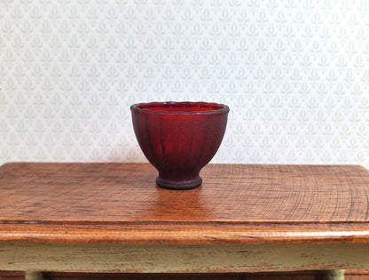 Dollhouse Dark Red Glass Bowl 1:12 Scale Miniature Decor