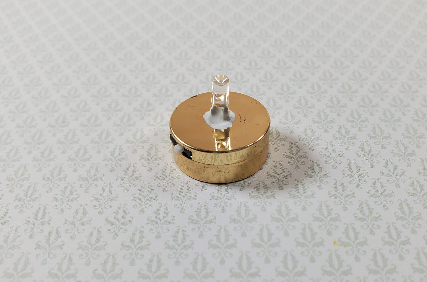 Miniature Anywhere Battery Light on Gold Metal Base Bright White On/Off Switch