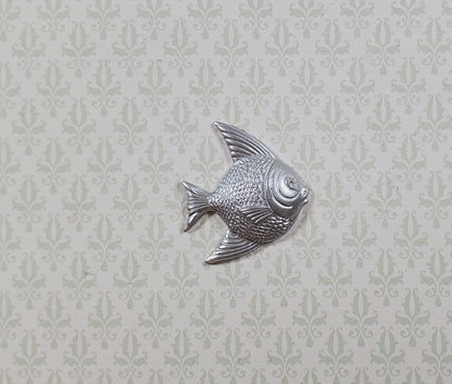 Angel Fish Silver Metal Embellishment Wall Art 11/16" x 13/16"