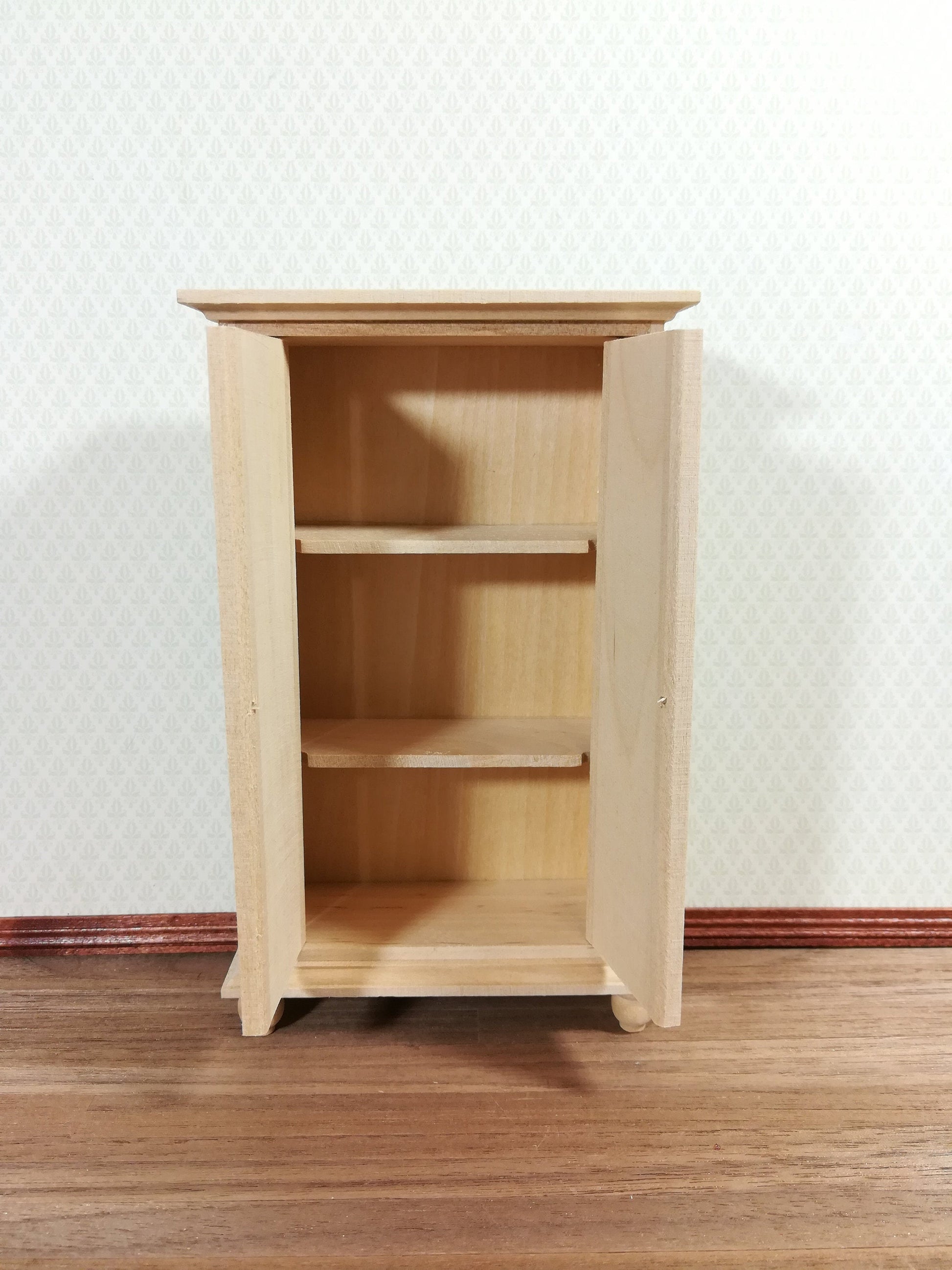 Dollhouse Miniature Wardrobe Armoire Closet Large Furniture 1:12 Scale Unpainted Wood