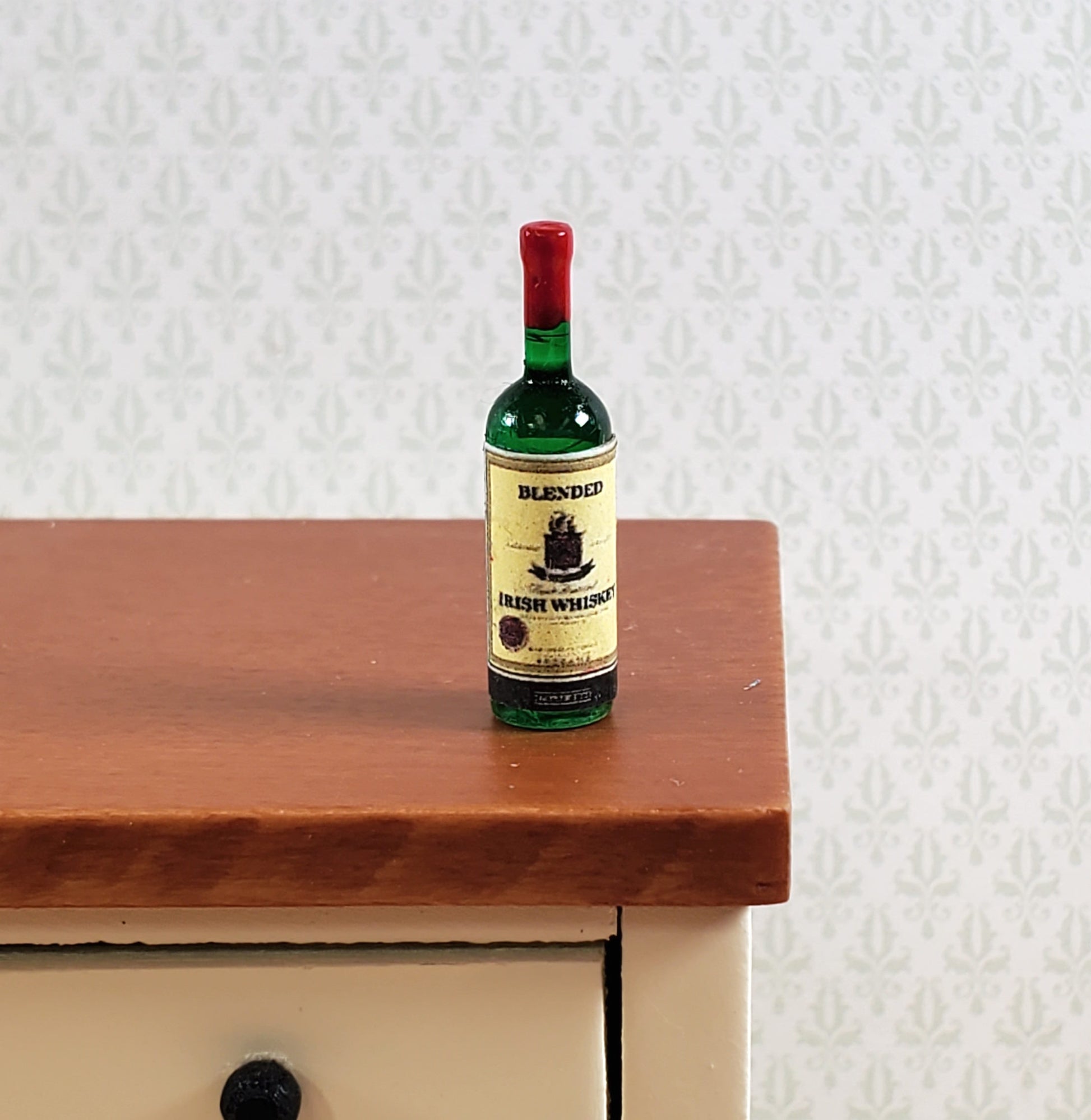 Dollhouse Bottle of Irish Whiskey 1:12 Scale Miniature 1" Tall Booze Drinks