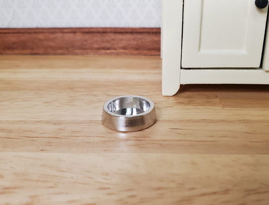 Dollhouse Pet Food Bowl Silver Metal Round Dish 1:12 Scale Miniature