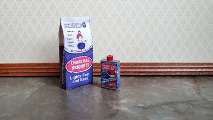 Dollhouse Miniature Charcoal & Lighter Fluid 1:12 Scale BBQ Barbecue Set