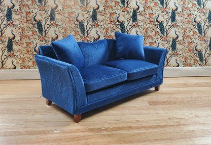 Dollhouse Sofa Couch Royal Blue Modern Style 1:12 Scale Miniature Furniture