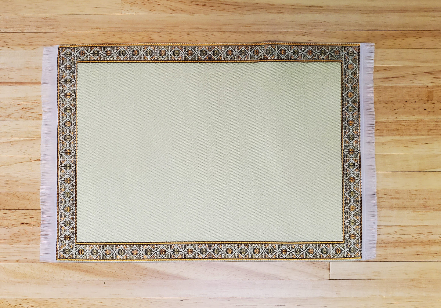 Dollhouse Rug Woven Fabric Golden Wheat Victorian Style 1:12 Scale Miniature