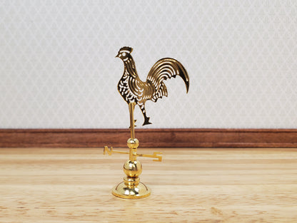 Dollhouse Brass Rooster Weathervane NESW Spins 1:12 Scale Miniature