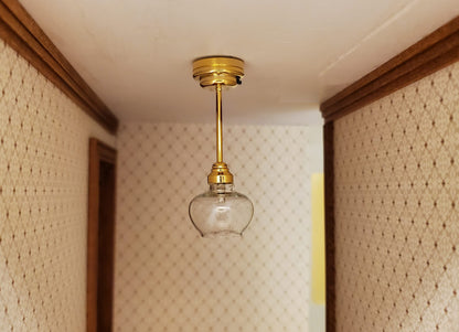 Dollhouse Tall Ceiling Light Modern Gold Battery Operated 1:12 Scale Miniature