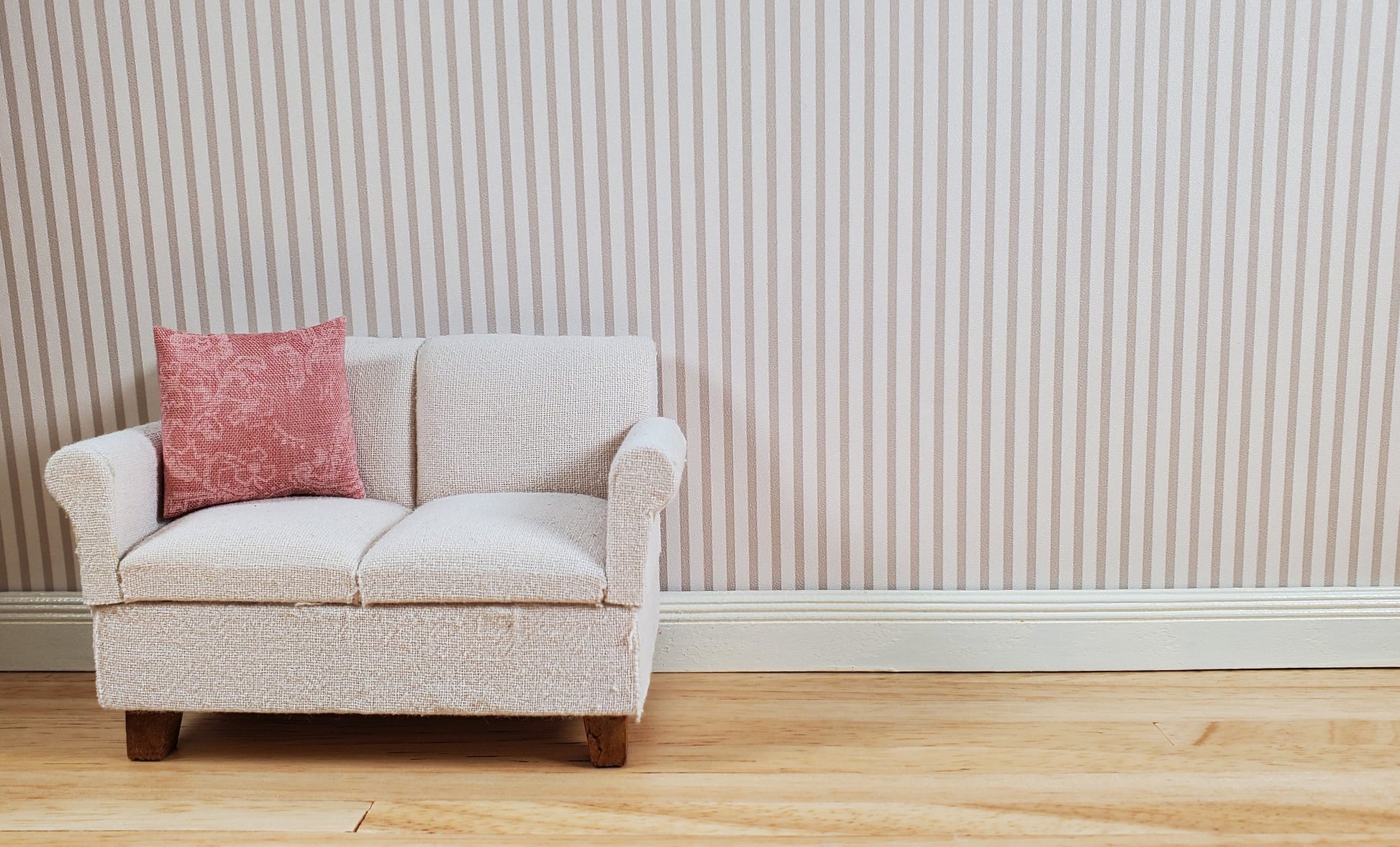 Dollhouse Wallpaper Medium Beige Stripes 3 Sheets 1:12 Scale Miniature