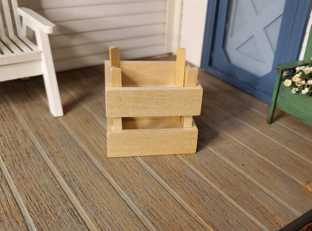 Dollhouse Miniature Fruit or Vegetable Crates x2 Stackable 1:12 Scale Wood