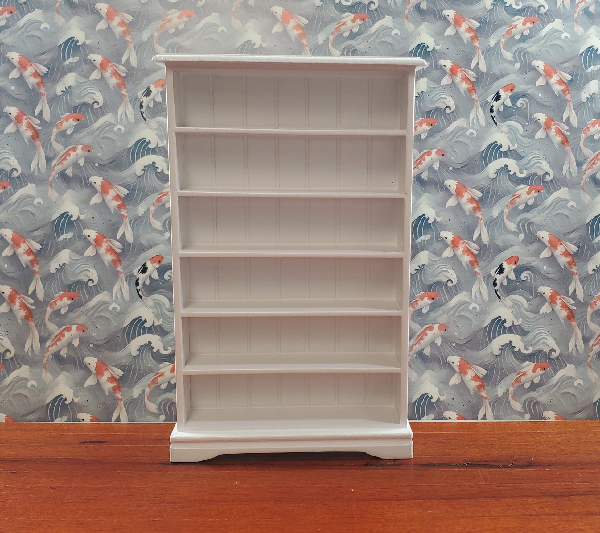 Dollhouse Tall Bookcase White Shelves Bookshelf 1:12 Scale Miniature Furniture