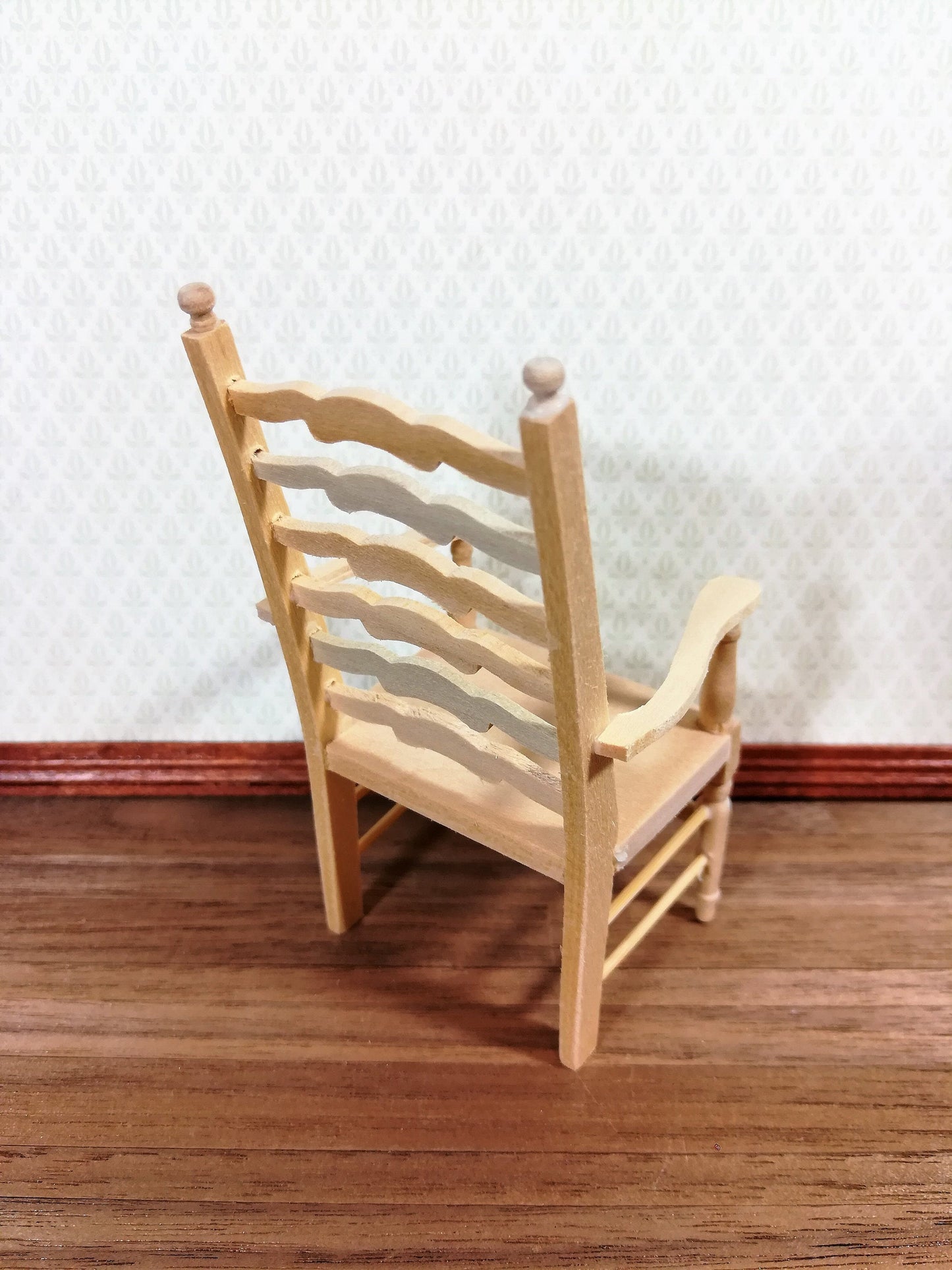 Dollhouse Ladderback Arm Chair for Kitchen or Dining Room 1:12 Scale Unpainted
