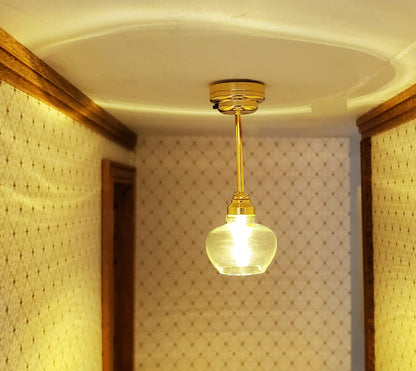 Dollhouse Tall Ceiling Light Modern Gold Battery Operated 1:12 Scale Miniature