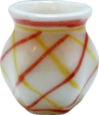 Dollhouse Modern Ceramic Vase Yellow & Rust Striped 1:12 Scale Miniature