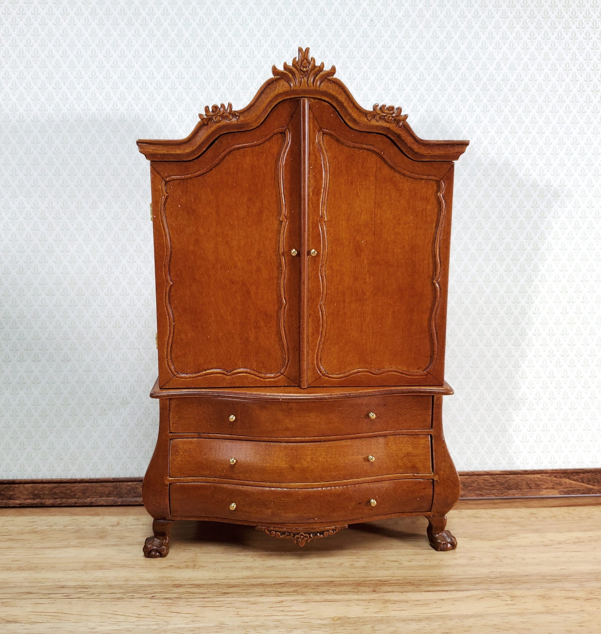 JBM Dutch Baby House Cabinet Dollhouse Large 1:12 Scale Miniature Walnut Finish