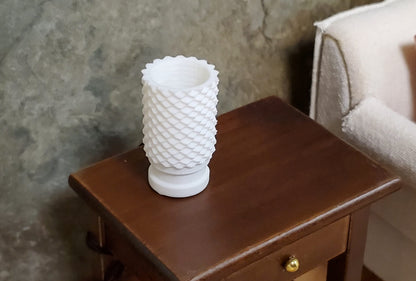 Dollhouse Modern Table Lamp White Cylinder 1:12 Scale Miniature 12 volt w/ Plug