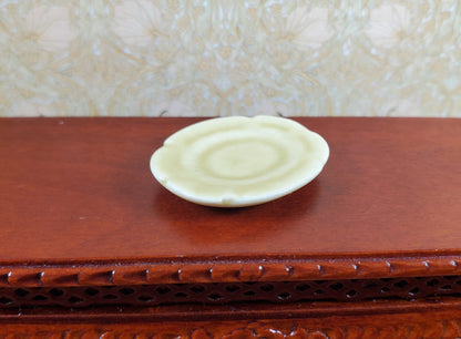 Dollhouse Light Brown Ceramic Serving Platter Scallop Edge 1:12 Scale Miniature