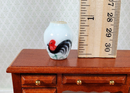 Dollhouse Rooster Design White Ceramic Vase 1:12 Scale Miniature