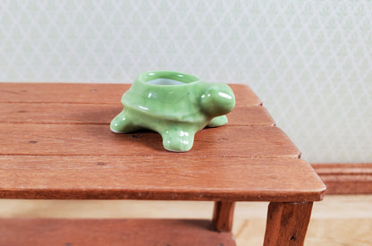 Dollhouse Miniature Green Turtle Planter Pot Ceramic 1:12 Scale