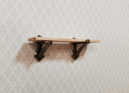 Dollhouse Small Wall Shelf with 2 Metal Brackets 1:12 Scale Miniature