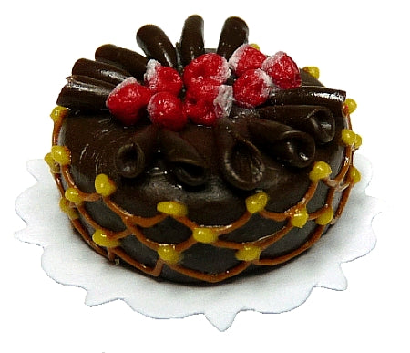 Dollhouse Chocolate Cake with Chocolate Curls 1:12 Scale Miniature Food Bakery