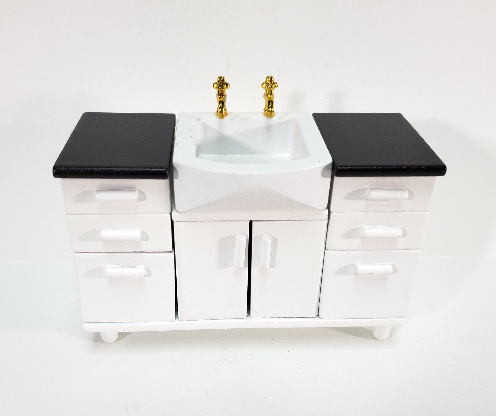 Dollhouse Modern Kitchen or Bathroom Sink Cabinet in White1:12 Scale Miniature Furniture