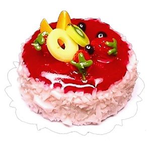 Dollhouse Fruit Topped Strawberry Gel Cake 1:12 Scale Miniature Dessert Bakery