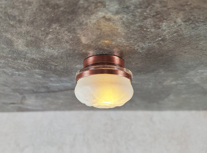 Dollhouse Frosted Ceiling Light Round Copper Wand Battery 1:12 Scale Miniature
