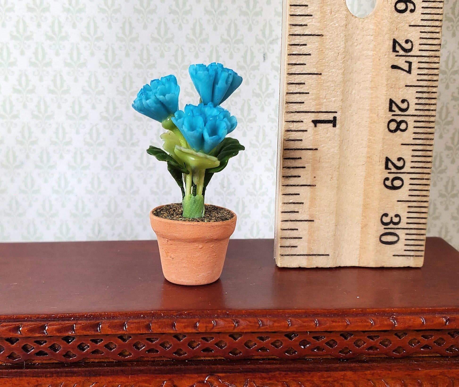 Dollhouse Blue Phlox Potted in a Terra Cotta Pot 1:12 Scale Miniature Plant