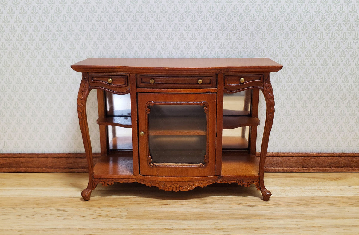 Bespaq Dollhouse Side Board Buffet Walnut Finish 1:12 Scale Miniature Furniture