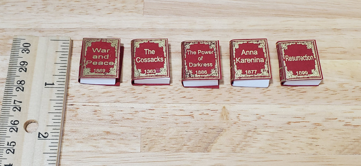 Dollhouse Books x5 Leo Tolstoy 1:12 Scale Miniatures (blank inside) Handmade