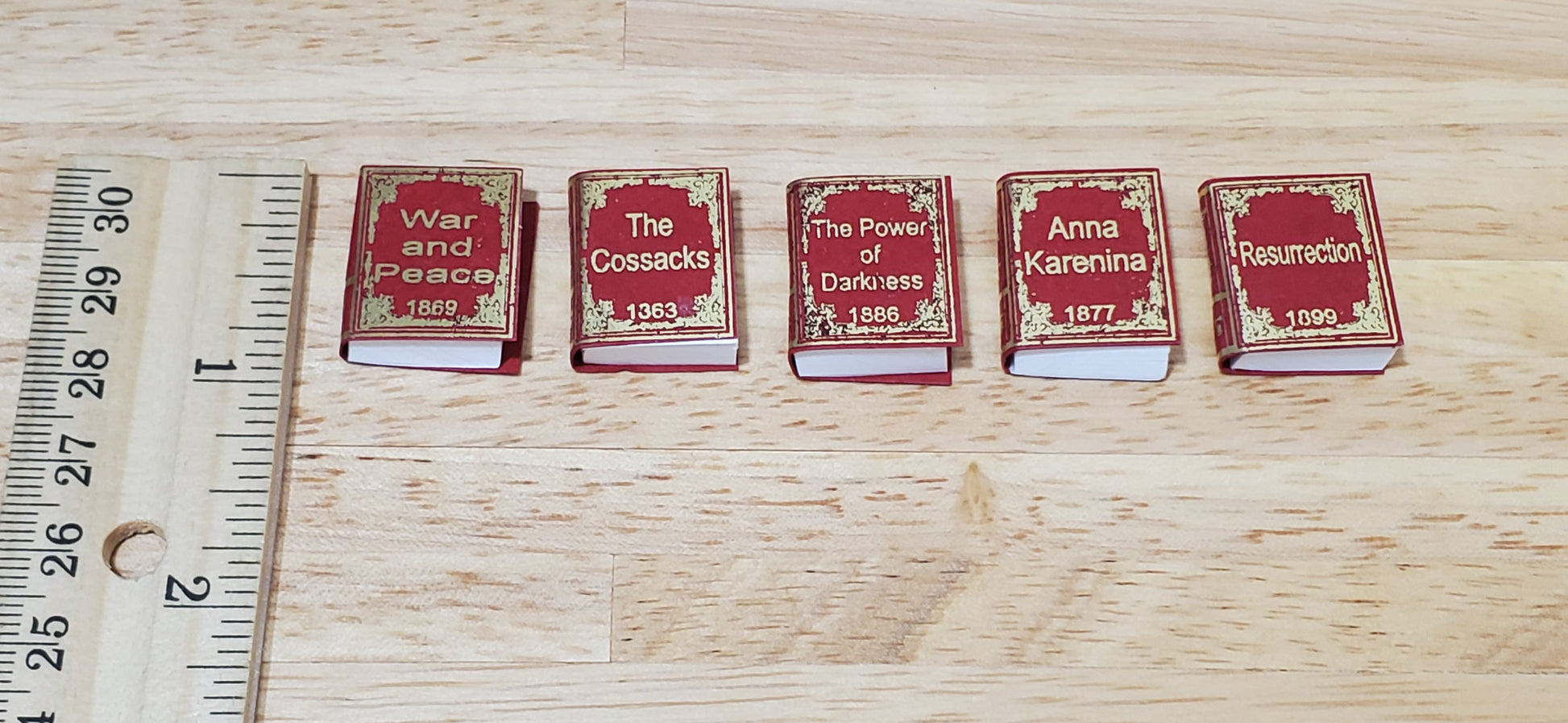 Dollhouse Books x5 Leo Tolstoy 1:12 Scale Miniatures (blank inside) Handmade