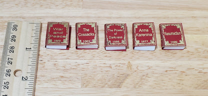 Dollhouse Books x5 Leo Tolstoy 1:12 Scale Miniatures (blank inside) Handmade
