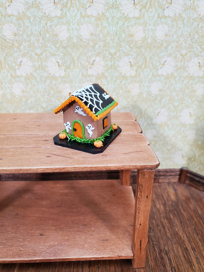 Dollhouse Halloween Gingerbread House 1:12 Scale Ghosts Spiders Pumpkins